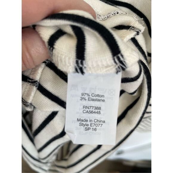 Classic J. Crew Women's White Black Striped Pattern 3/4 Sleeve Mini Dress Large - Picture 5 of 7